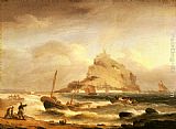 Thomas Luny Fishermen rowing in, before St. Michael's Mount painting